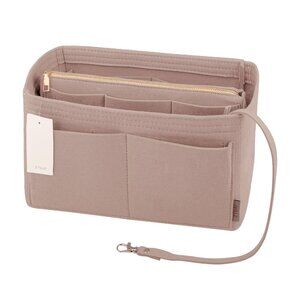 Purse Organizer Insert Felt Bag w Metal Zipper for Speedy Handbag & Totes